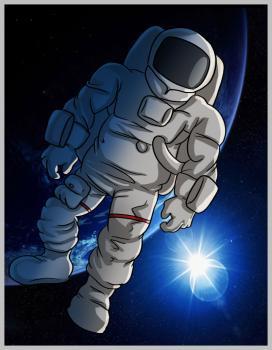 космонавт, раскрашенный в программе Photoshop