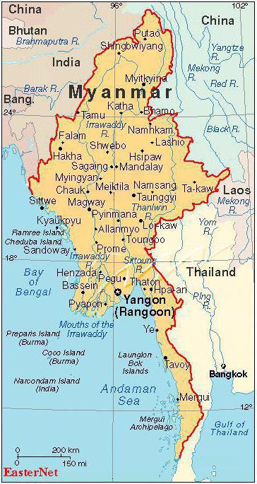 мьянма на карте
