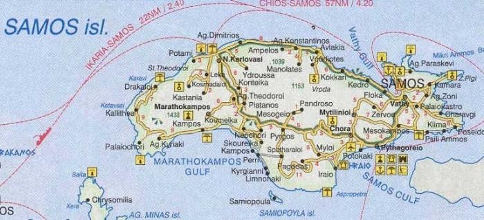 Самос, Греция, карта