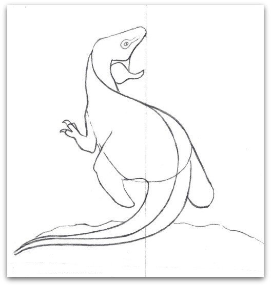 динозавр карандашом