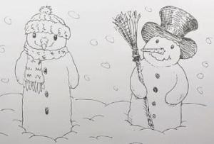 как нарисовать снеговика карандашом поэтапно