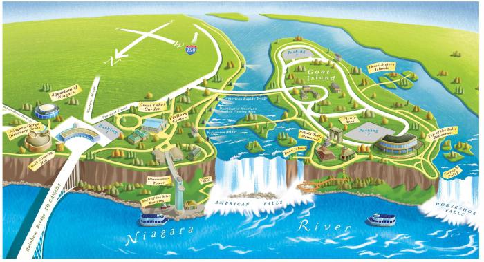 ниагарский водопад на карте 