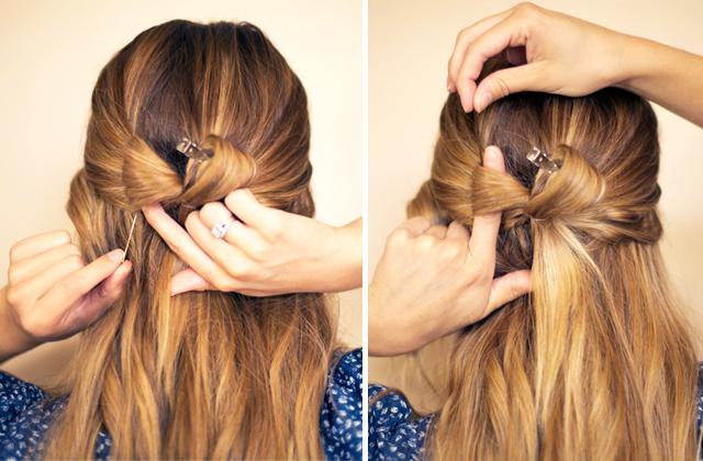 Как сделать бант из длинных волос