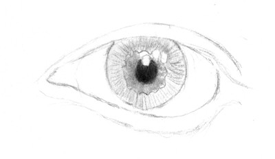 как нарисовать глаза карандашом темные лучики