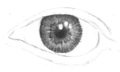 как нарисовать глаза карандашом светлые лучики