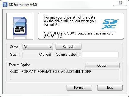 форматирование sd карты