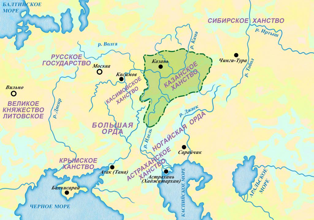 Казанское ханство на карте