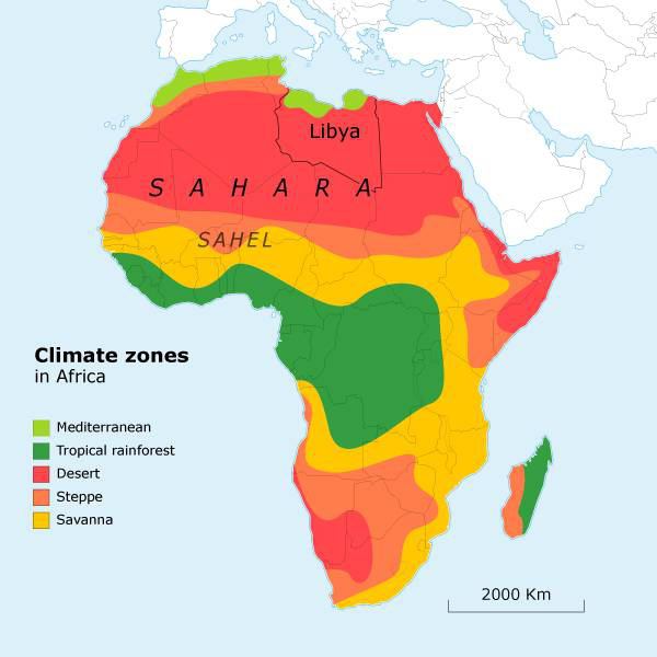 карта климатических поясов африки