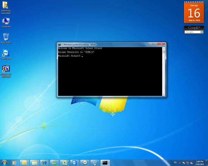 telnet для windows 7