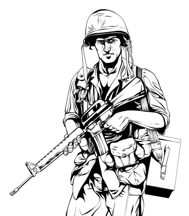 как нарисовать солдата с ружьем 