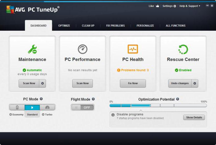 Программа TuneUp Pro: панель монтиторинга