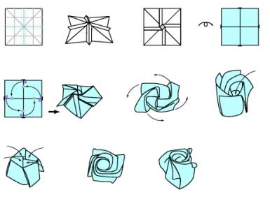 сделать из бумаги розу оригами