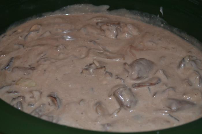 рецепт мяса с грибами в сметанном соусе