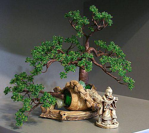 деревья из бисера схемы плетения бонсай 