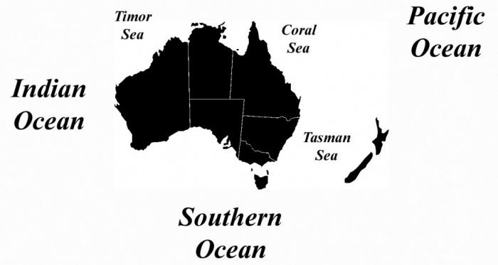 какие океаны омывают австралию