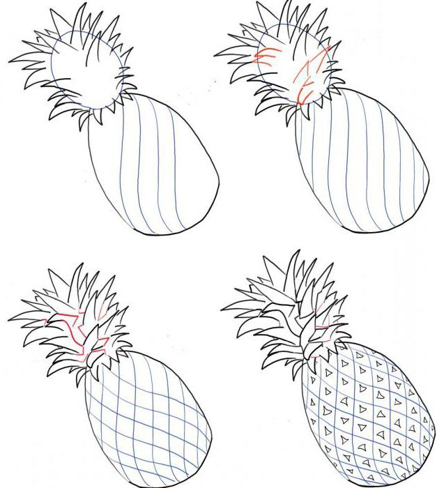 как нарисовать ананас