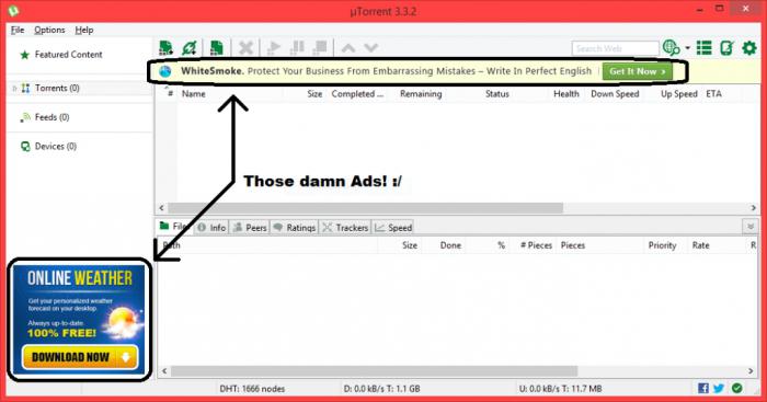 как убрать рекламу в торренте