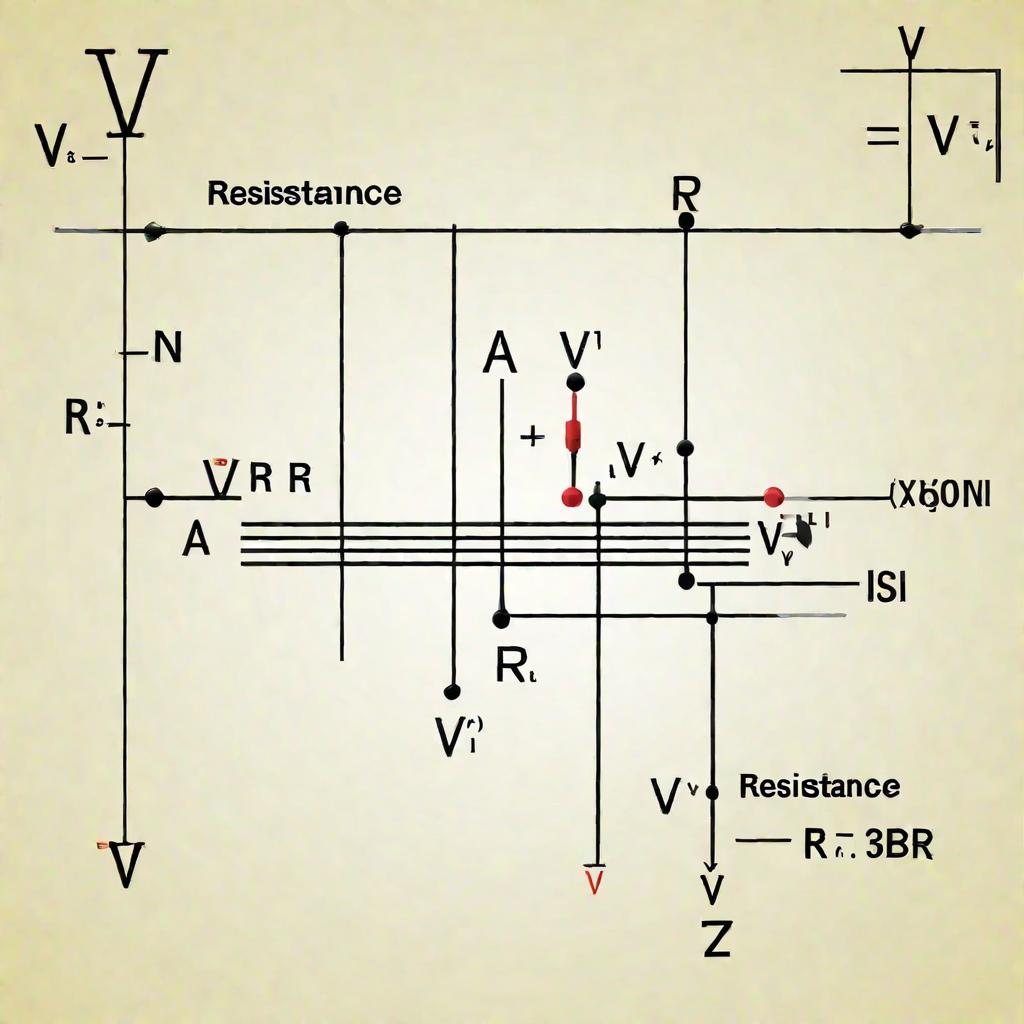 Формула, показывающая I = V / R, где I - ток, V - напряжение, а R - сопротивление.