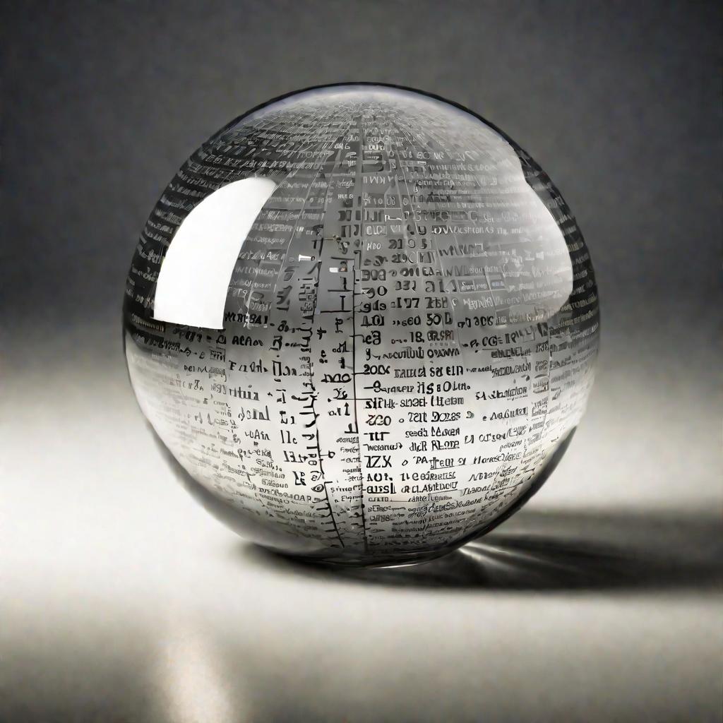 Фото стеклянной сферы, заполненной математическими формулами и уравнениями, ключевые фразы: математика, уравнение, расчет, химия