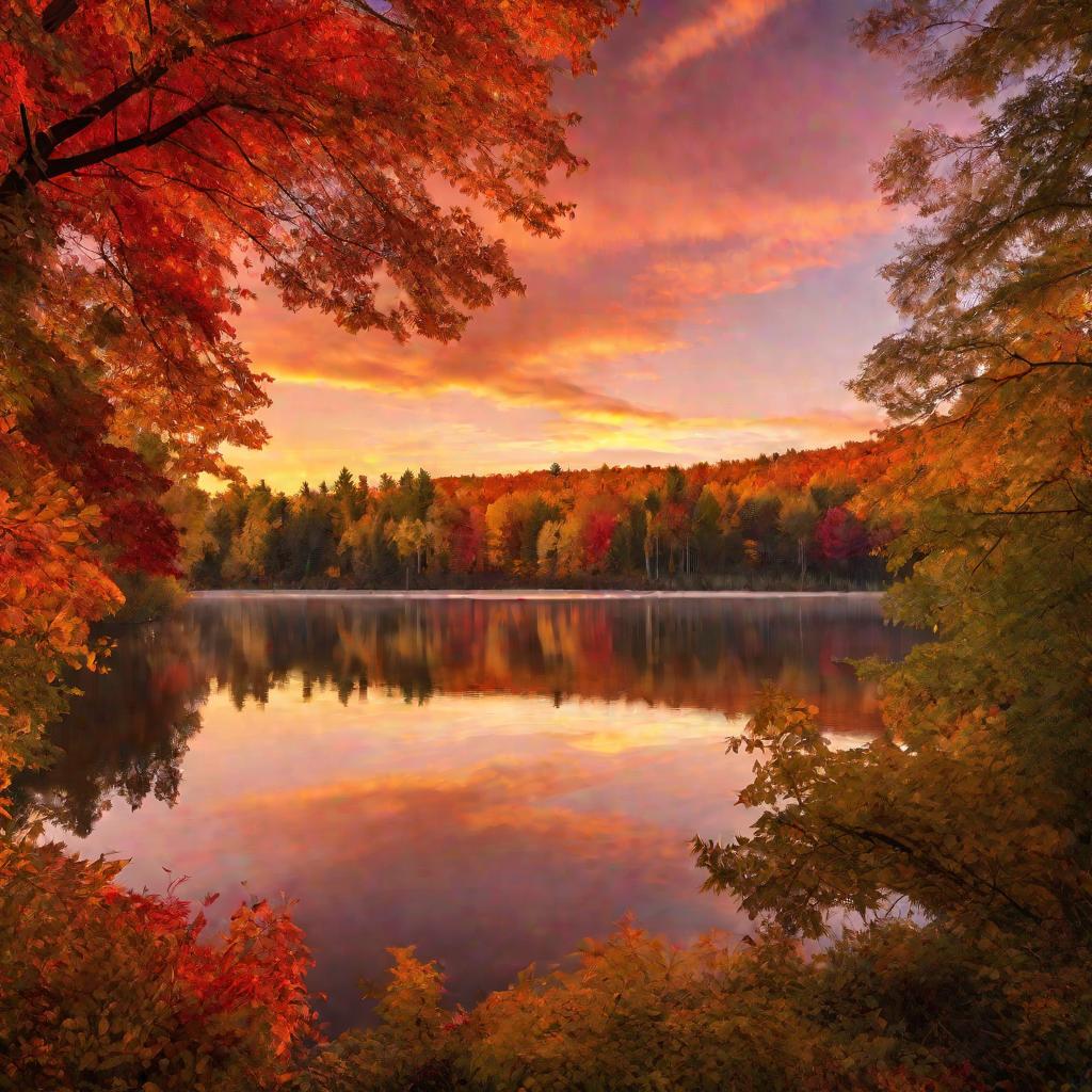 Осенний пейзаж у озера