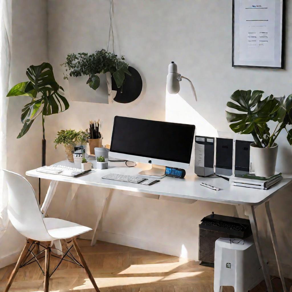 Офисный стол с компьютером и ИБП.