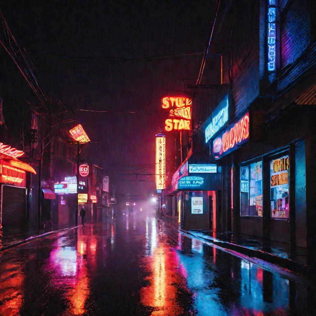 Ночной город в дождь