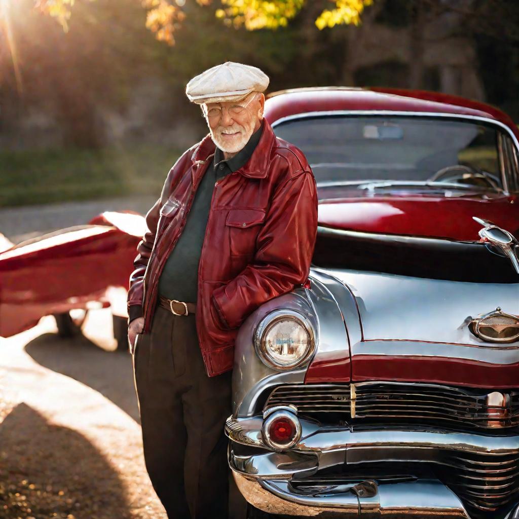Пожилой мужчина и его автомобиль