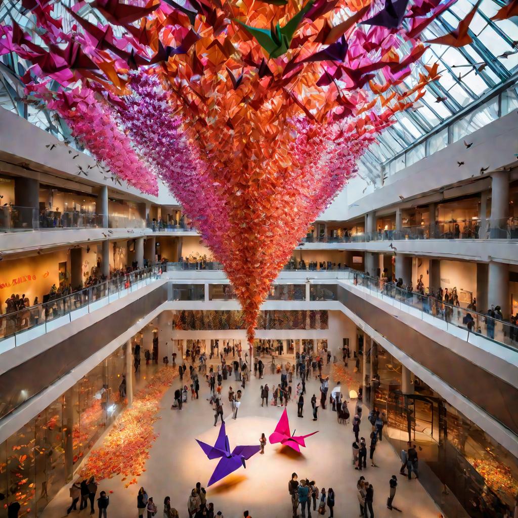 Огромная инсталляция из оригами