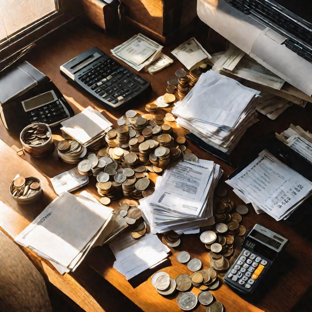 Деньги и финансовые документы на столе
