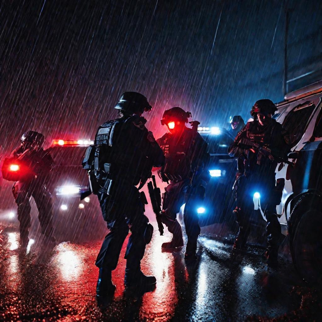 Полиция штурмует склад преступников ночью