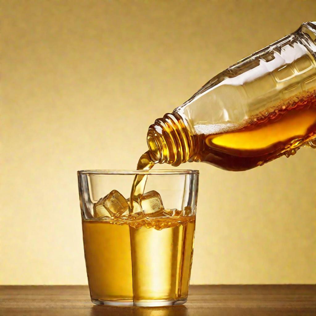 Рука наливает мед в стакан с водой