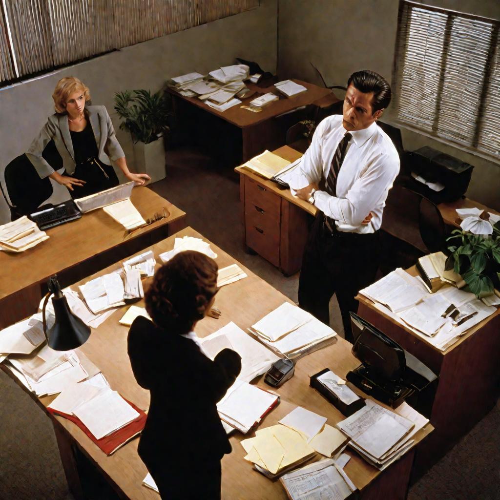 ссора мужчины и женщины в офисе
