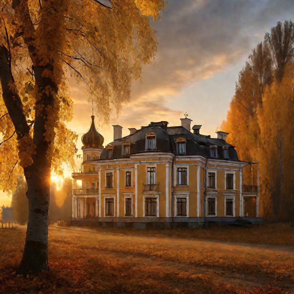 Усадьба в России осенью на закате