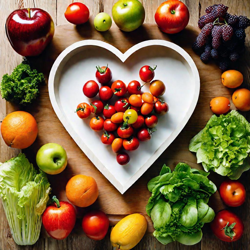 Фрукты и овощи в форме сердца