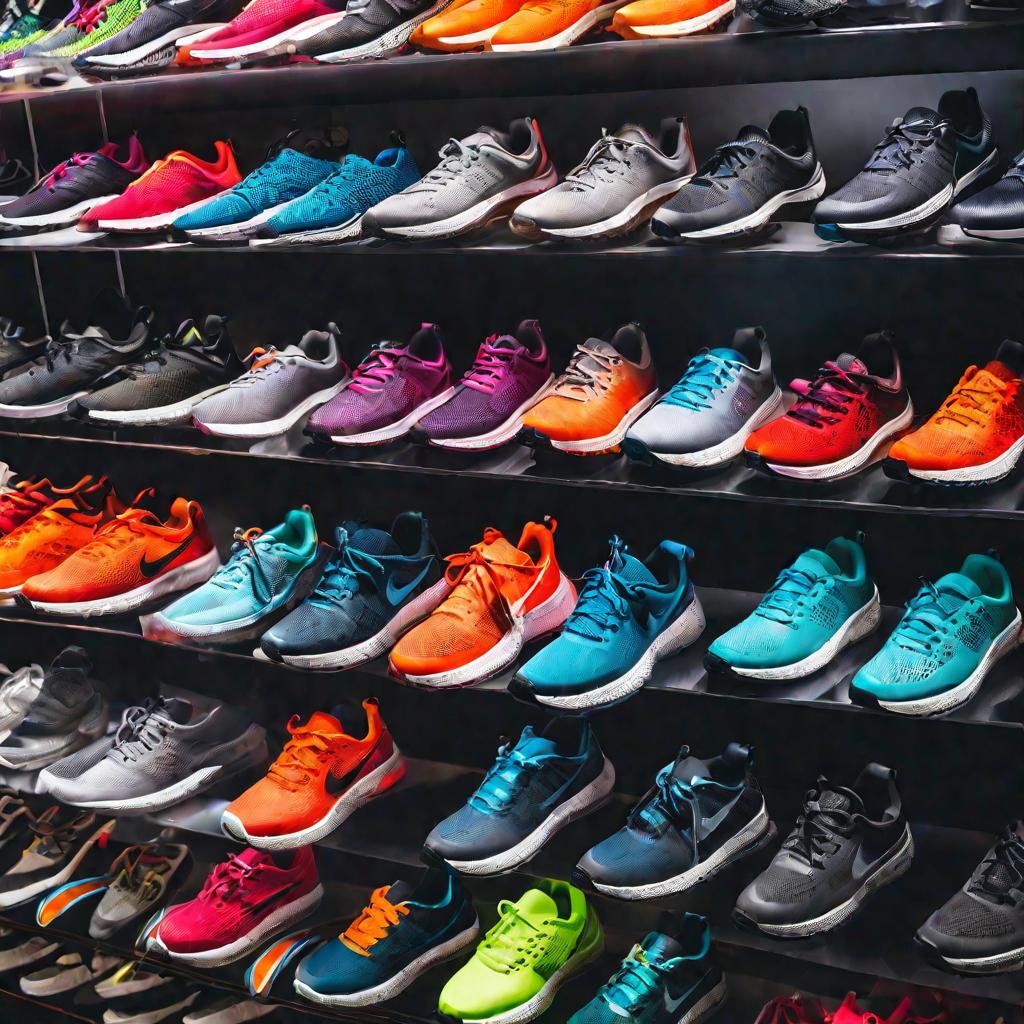 Широкий ассортимент водонепроницаемой и дышащей спортивной обуви в современном магазине