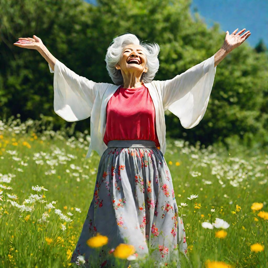 Счастливая пожилая женщина