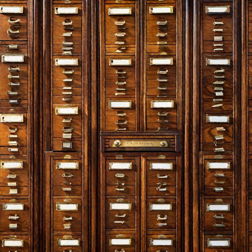 Деревянный библиотечный каталожный шкаф