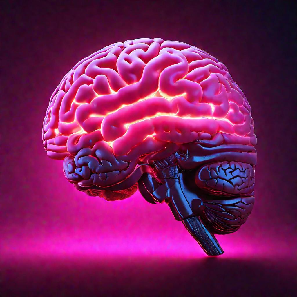 Портрет человеческого мозга с подсветкой областей, контролирующих основные чувства