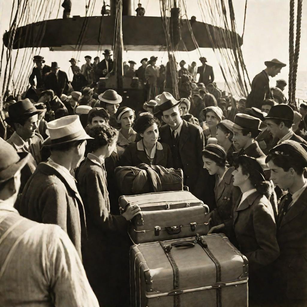 Еврейские беженцы на корабле в Израиль