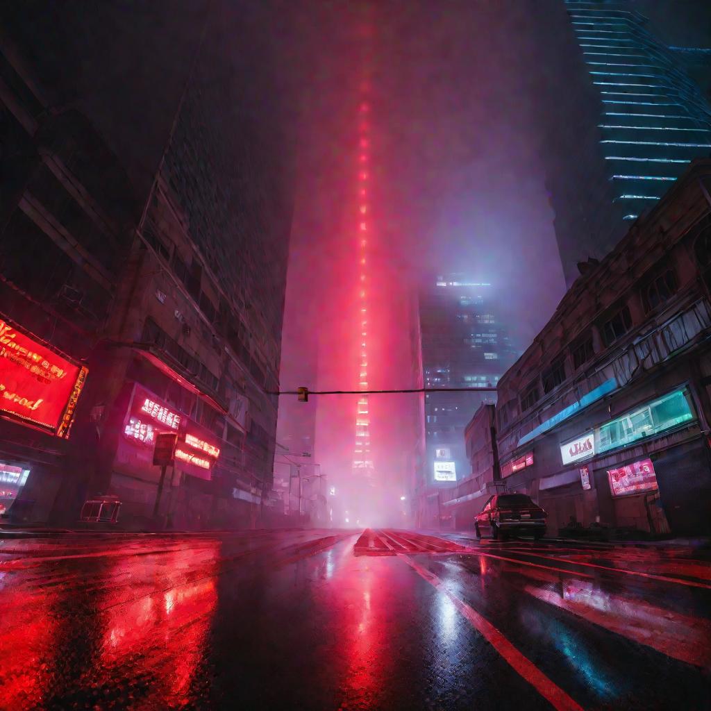 Ночной город в тумане