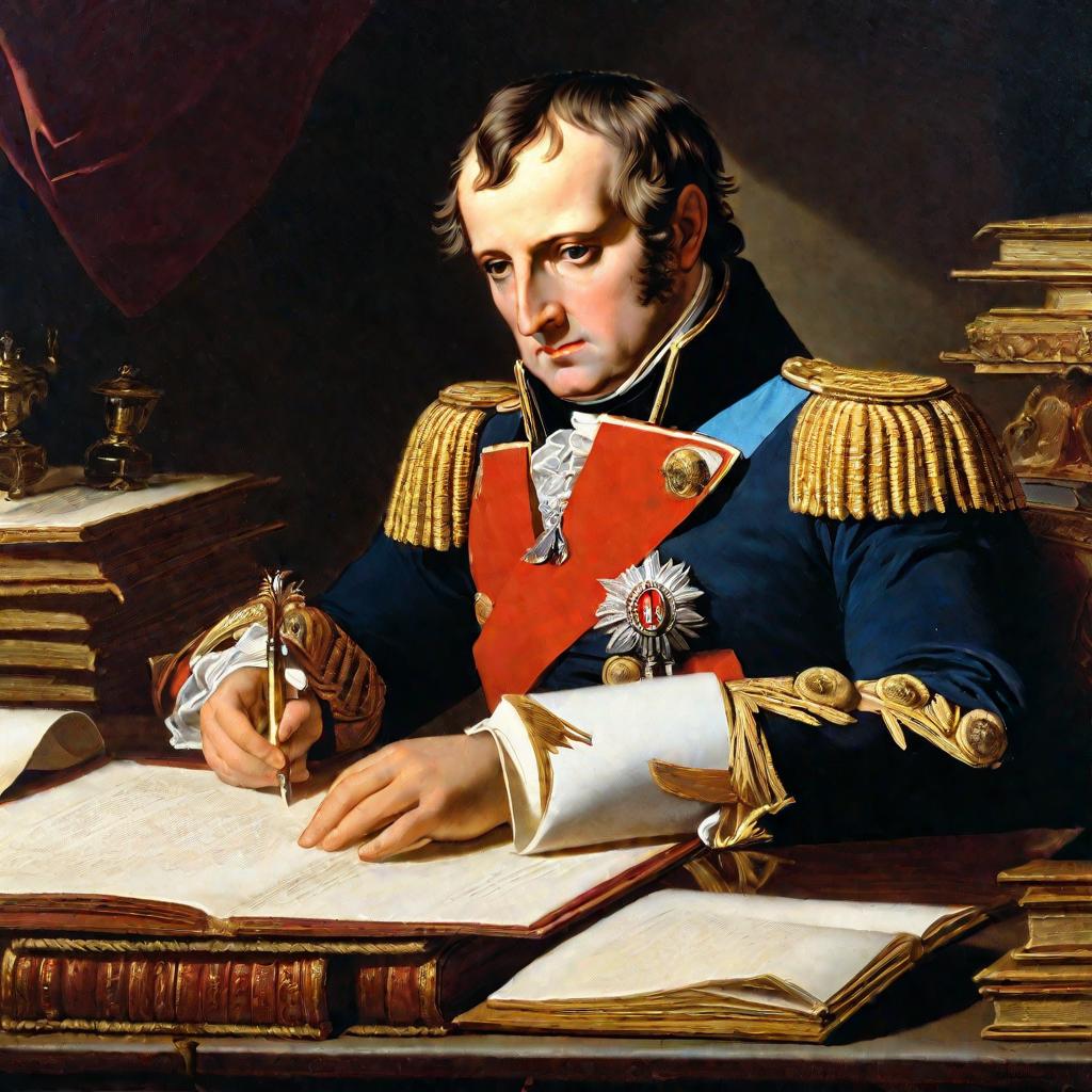 Наполеон подписывает документы