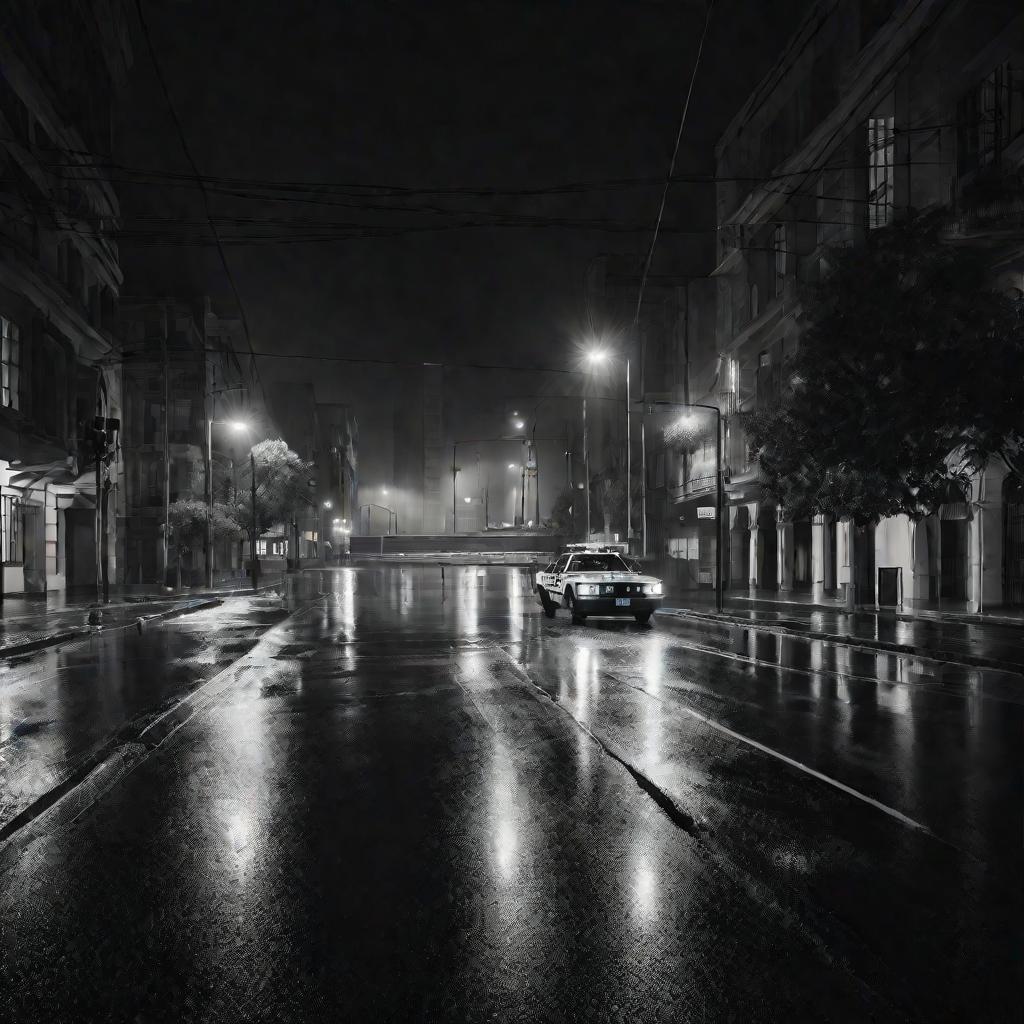 Ночная улица, полицейская машина