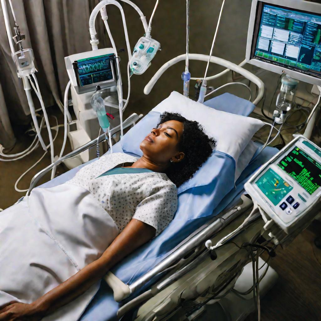 Женщина в больнице с острым отравлением диоксидом азота