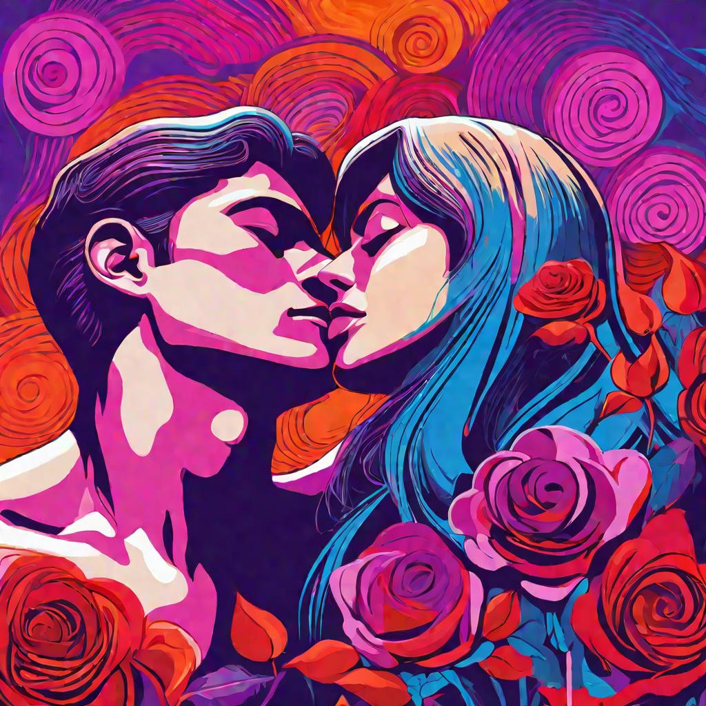 Картина с изображением целующейся пары