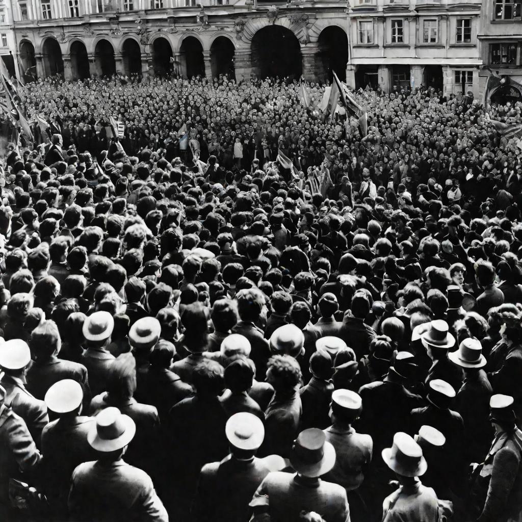 Демонстранты в Праге в 1968 году