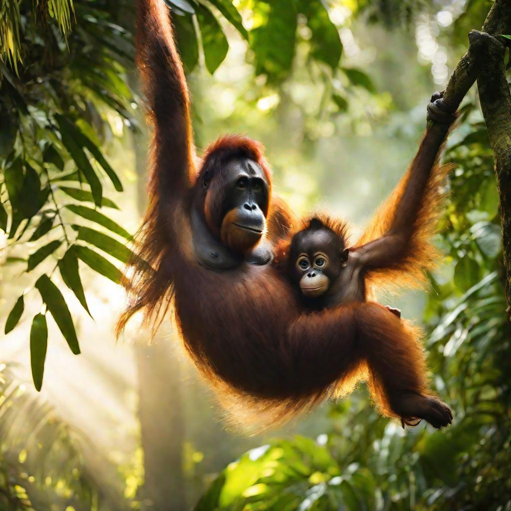 Орангутанги на дереве