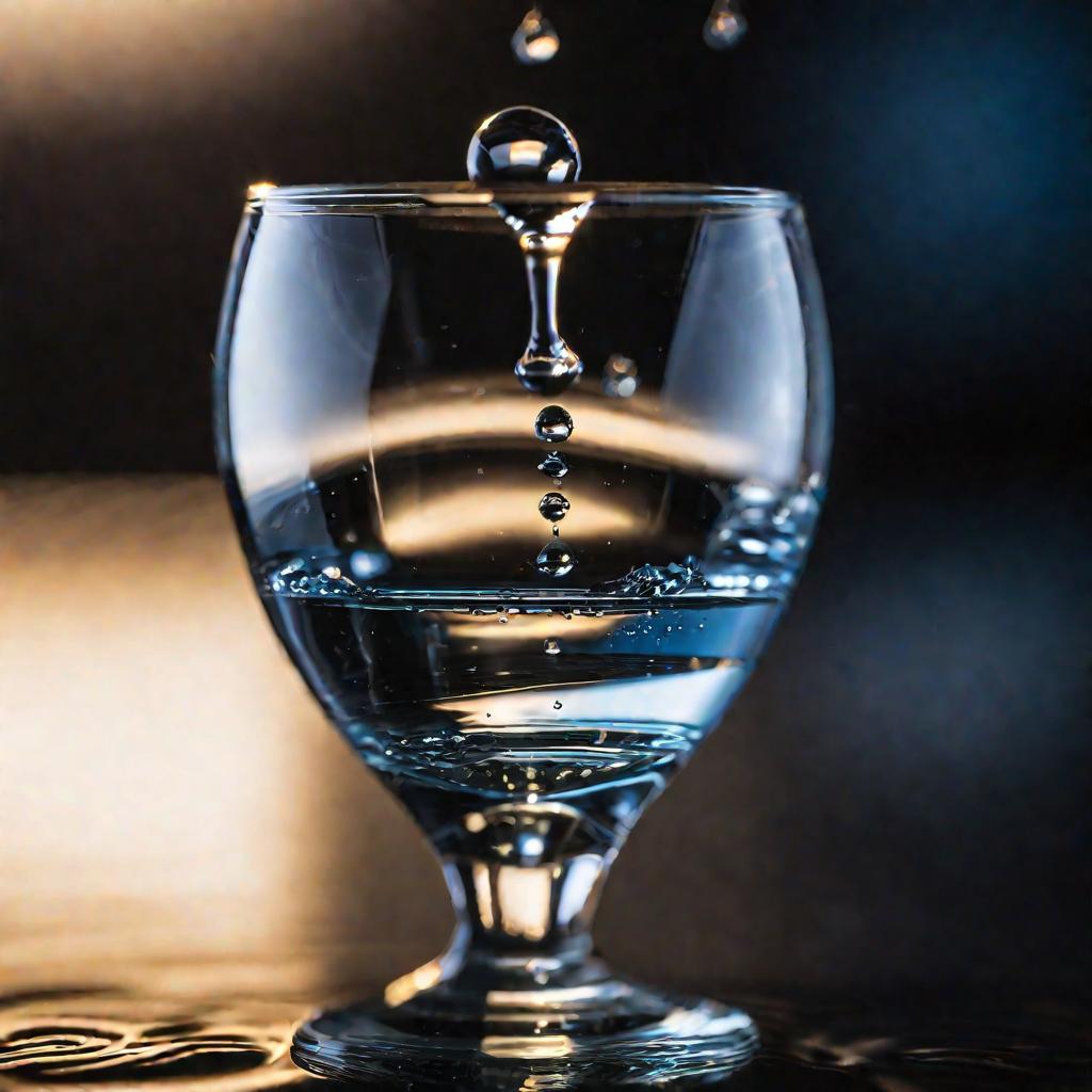 Капля падает в стакан с водой