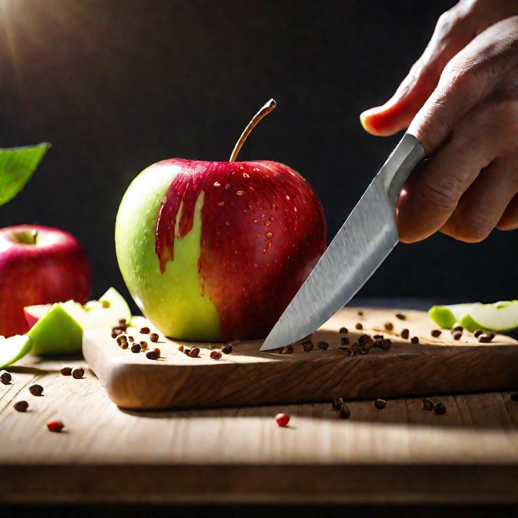 Нарезка яблок ножом