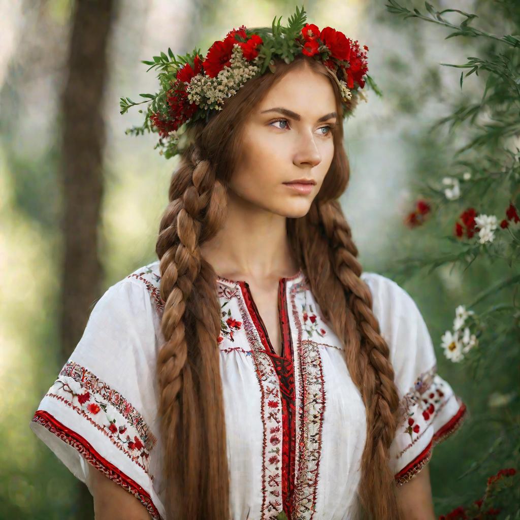 Девушка в традиционном славянском наряде