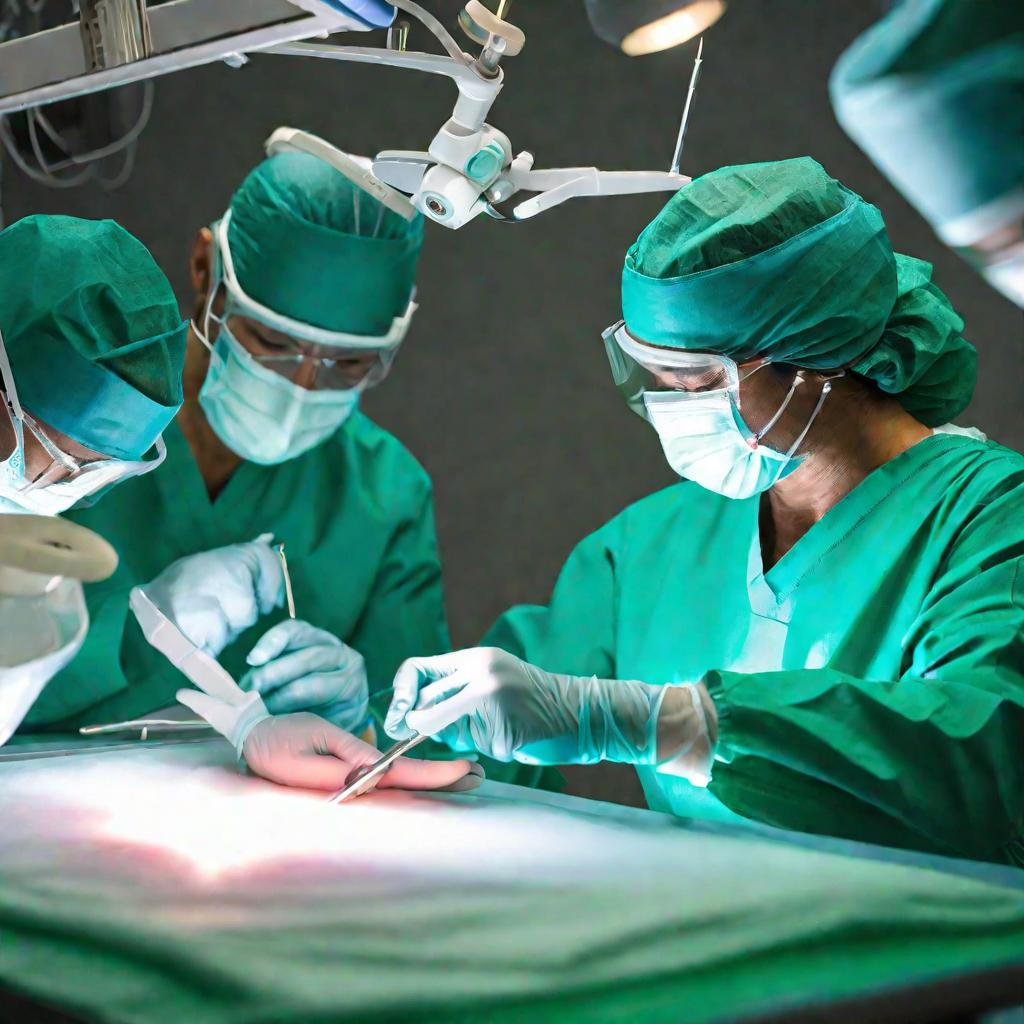 Хирург делает надрез во время операции
